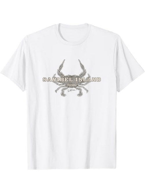 Men's Graphic T-Shirt Gambel Island Rustic Coastal Illustration With Large Blue Crab