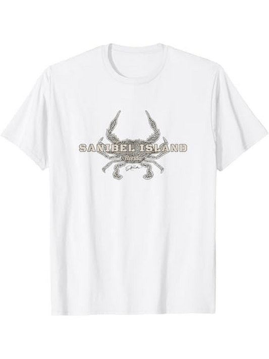 Men's Graphic T-Shirt Gambel Island Rustic Coastal Illustration With Large Blue Crab