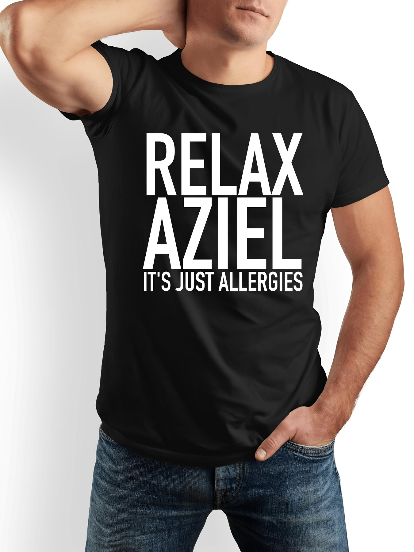Men's Graphic T-Shirt Relax Aziel Bold Lettering Among Playful Allergy Statement T Shirt