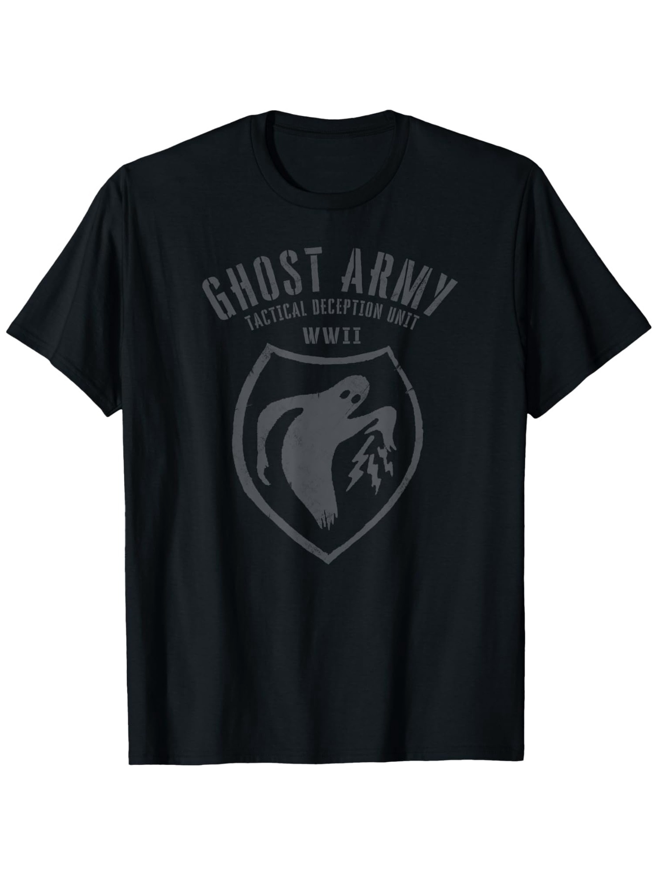 Men's Graphic T-Shirt Ghost Army Stylized Emblem With WWII Phantom Shield And Lightning Ghost