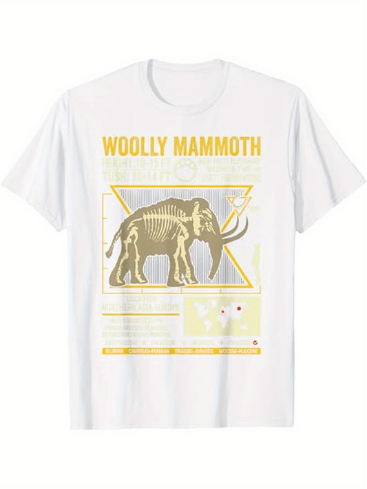 Men's Graphic T-Shirt Woolly Mammoth Golden Highlighted Extinct Ice Age Ancient Mammal