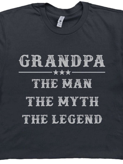 Men's Graphic T-Shirt Grandpa The Man The Myth The Legend Bold Vintage Typography Statement