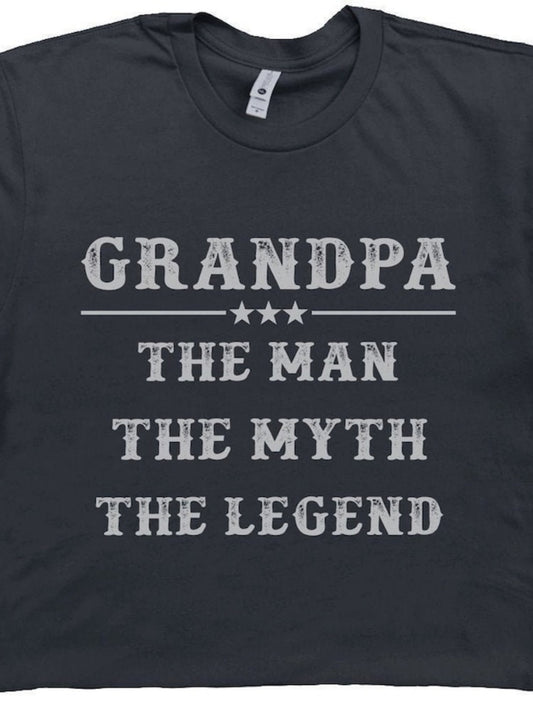 Men's Graphic T-Shirt Grandpa The Man The Myth The Legend Bold Vintage Typography Statement