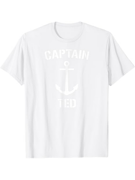 Men's Graphic T-Shirt Captain Ted Nautical Symbol Anchor Surrounded By Simple Modern Lettering