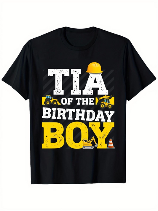 Men's Graphic T-Shirt Tia Of The Birthday Boy Construction Cranes With Safety Helmet Graphic Shirt
