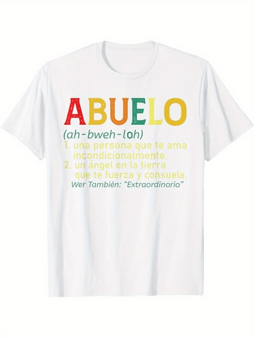 Men's Graphic T-Shirt Abuelo Multicolor Block Letters With Definition Underneath Grandfather