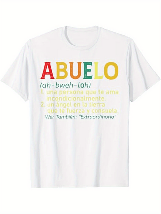 Men's Graphic T-Shirt Abuelo Multicolor Block Letters With Definition Underneath Grandfather