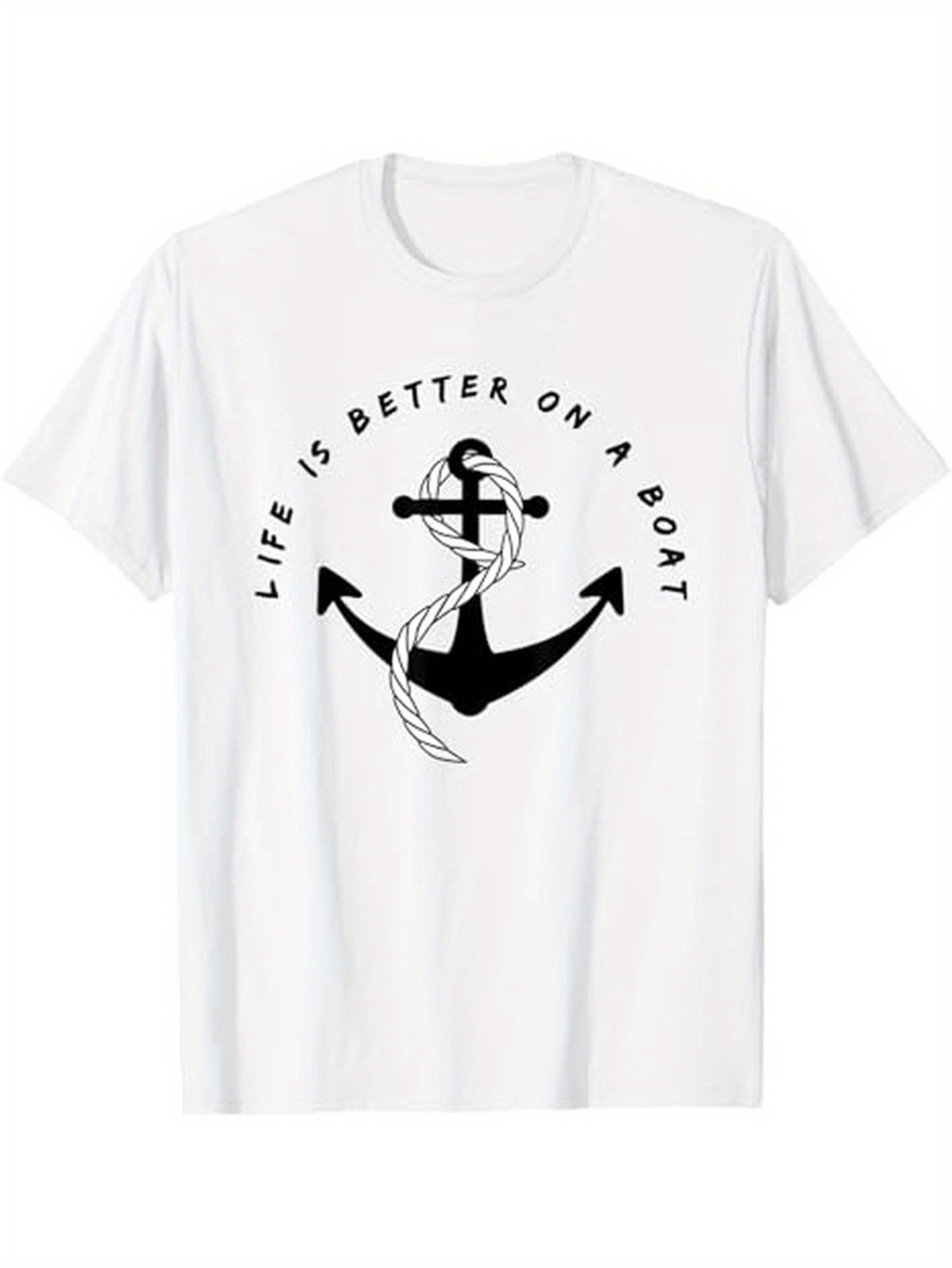 Men's Graphic T-Shirt Life Is Better On A Boat With Nautical Rope Wrapped Anchor