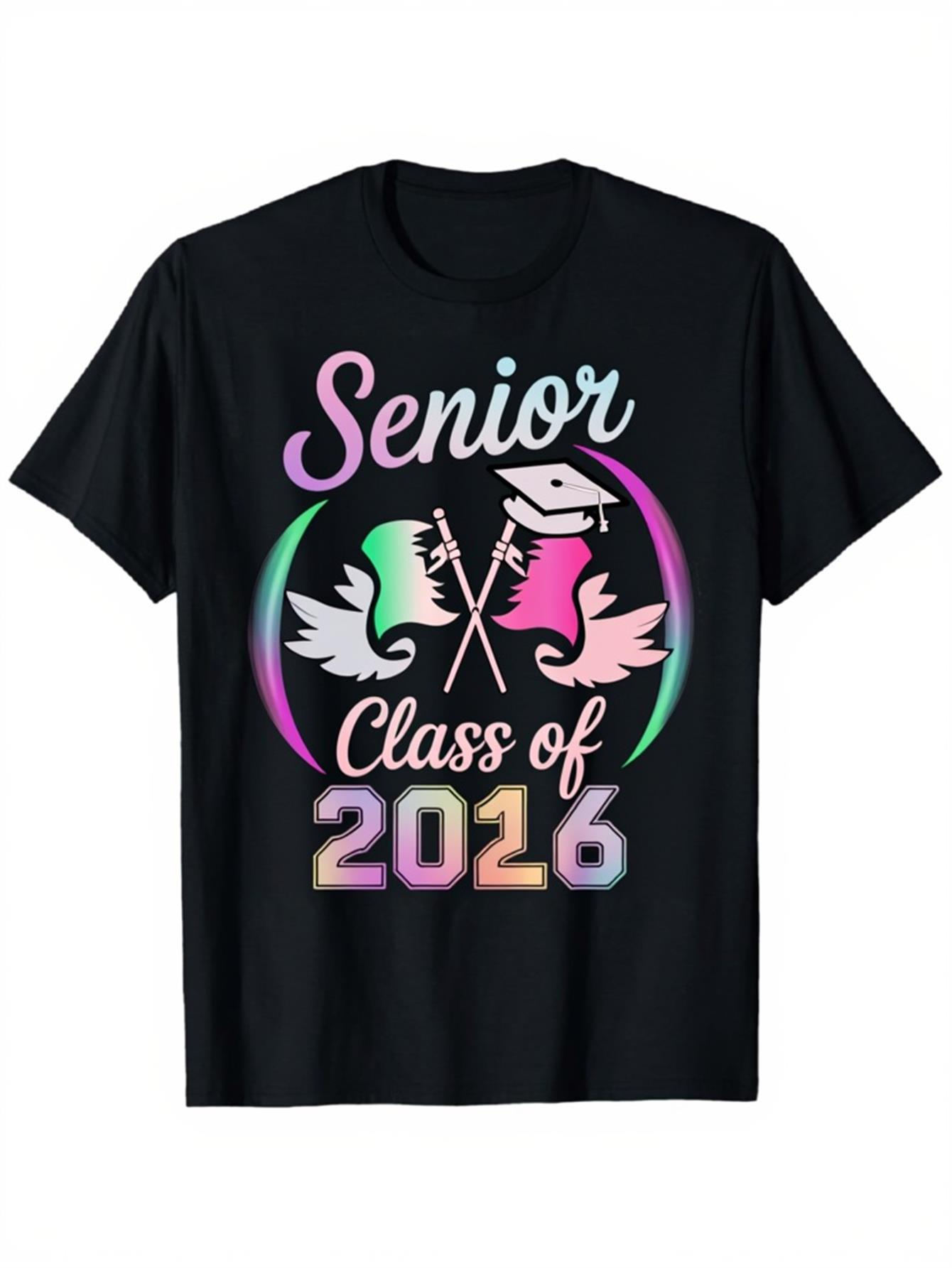 Men's Graphic T-Shirt Senior Class Of 2016 With Graduation Cap And Laurel Wreath