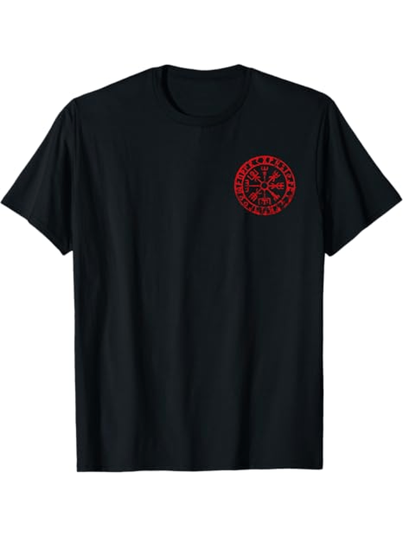 Men's Graphic T-Shirt Intricate Red Circular Emblem Over Classic Plain Cotton T Shirt
