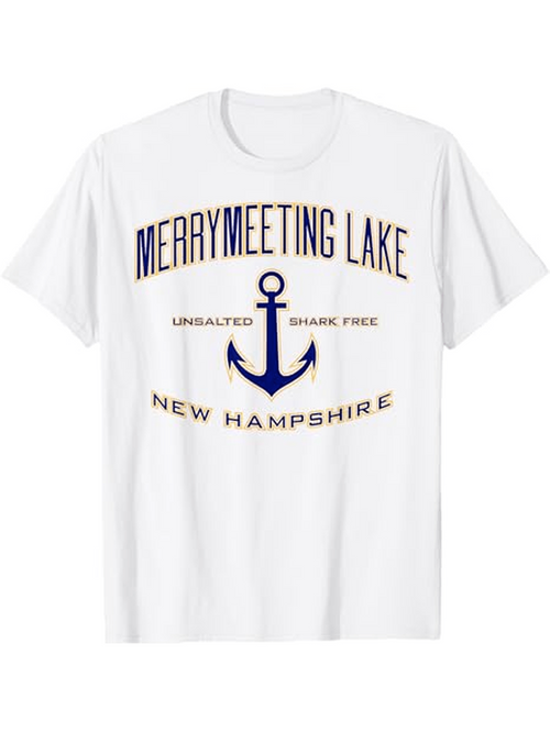 Men's Graphic T-Shirt Merrymeeting Lake Anchor With Text Curved Above And Below Design