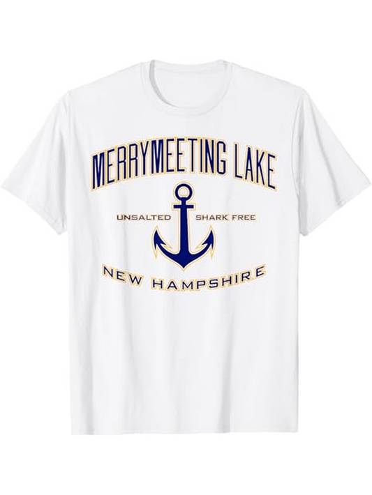 Men's Graphic T-Shirt Merrymeeting Lake Anchor With Text Curved Above And Below Design