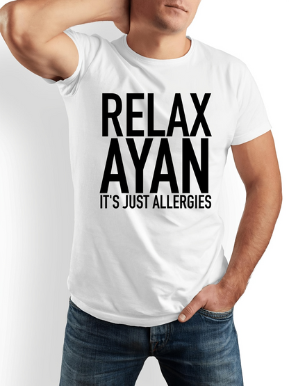 Men's Graphic T-Shirt Relax Ayan Bold Black Letters With Playful Statement White T Shirt