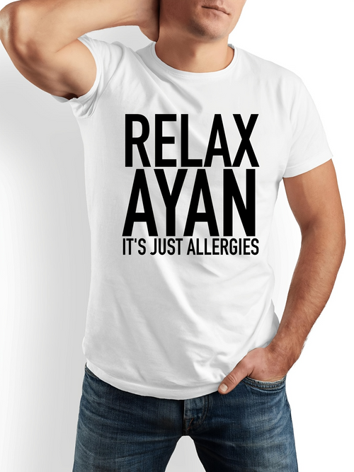 Men's Graphic T-Shirt Relax Ayan Bold Black Letters With Playful Statement White T Shirt
