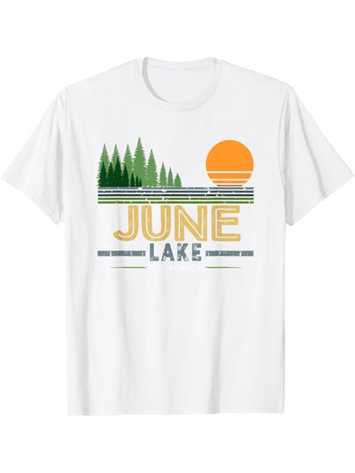 Men's Graphic T-Shirt June Lake Reflections With Sunset And Pine Forest Under Morning Sky