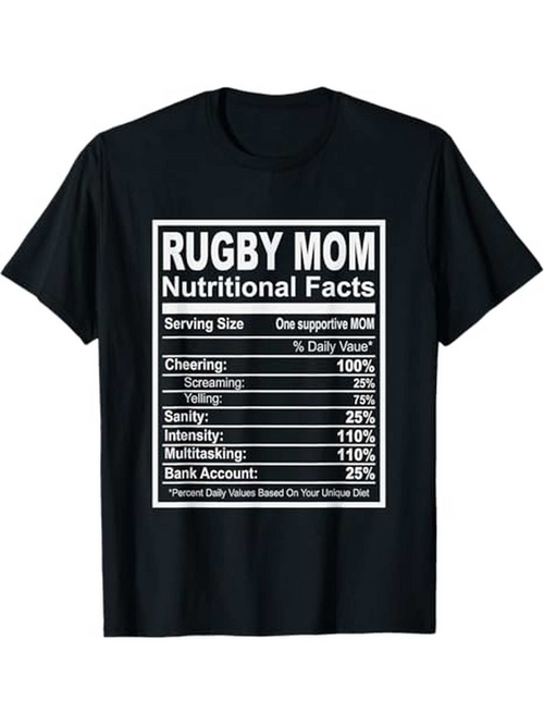 Men's Graphic T-Shirt Rugby Mom Nutritional Facts Funny Chart Print T Shirt