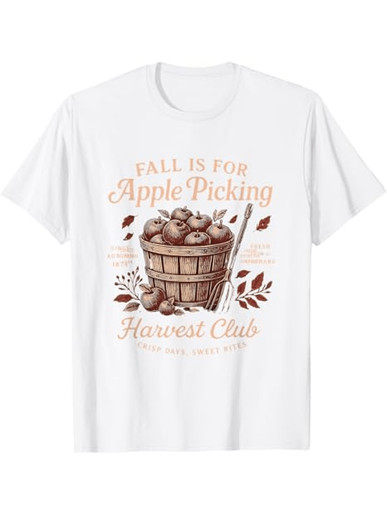 Men's Graphic T-Shirt Fall Is For Apple Picking Leaves Harvest Basket With Rustic Apples