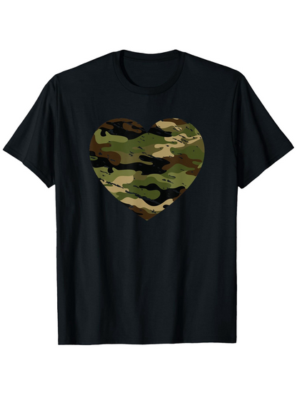 Men's Graphic T-Shirt Army Camouflage Pattern In Bold Heart Shape