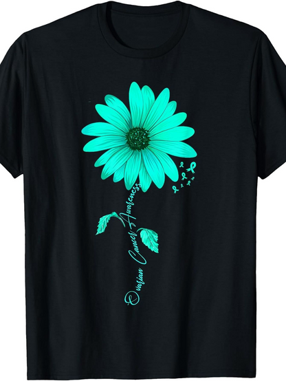 Men's Graphic T-Shirt Radiant Blue Glow Against Nighttime Silence Daisy Flower