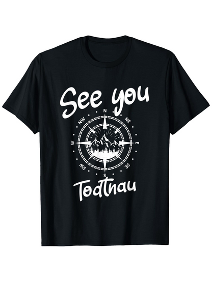 Men's Graphic T-Shirt See You Compass With Alpine Peaks Among Mountain Landscape