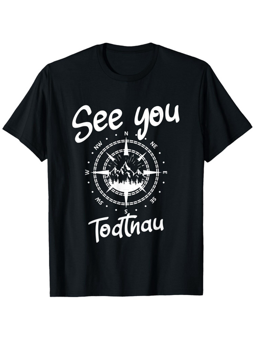 Men's Graphic T-Shirt See You Compass With Alpine Peaks Among Mountain Landscape