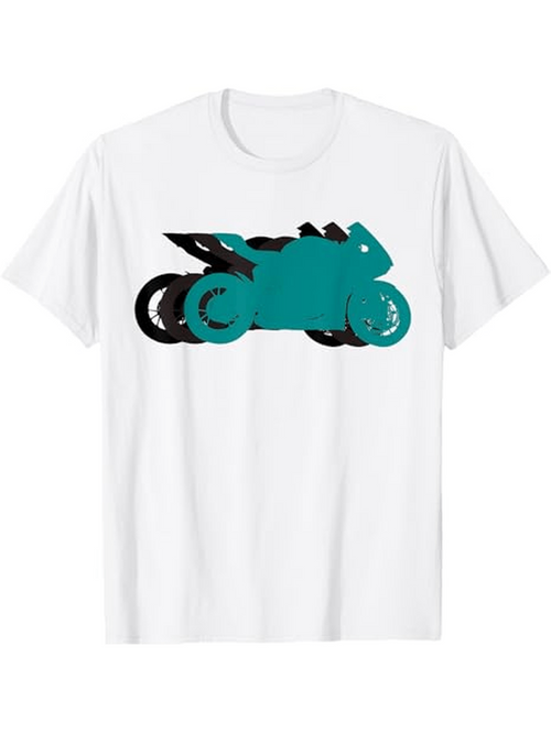 Men's Graphic T-Shirt Edgy Urban Nightlife Vibes With Teal Silhouette Motorcycle