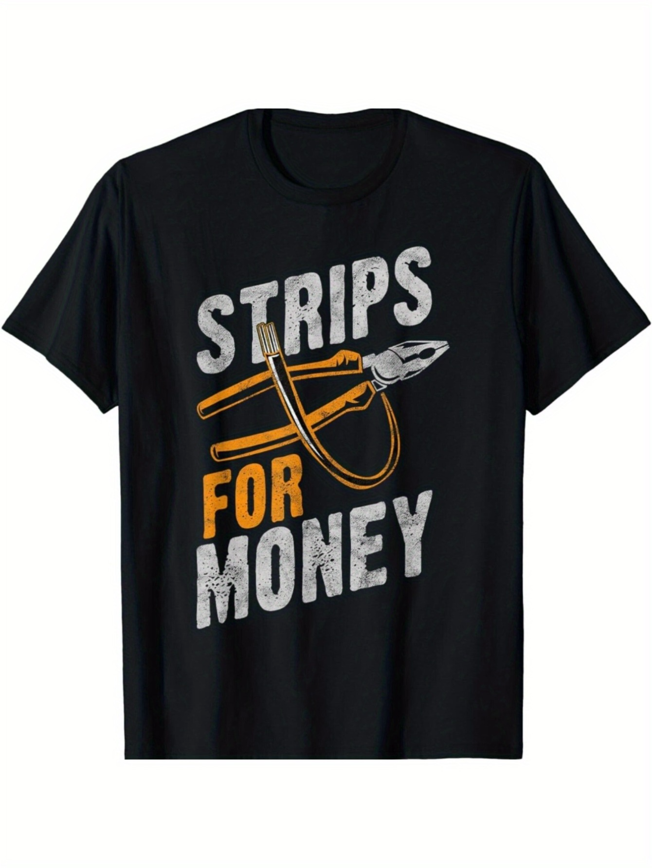 Men's Graphic T-Shirt Strips For Money Cartoon Hand Tool With Orange Wire