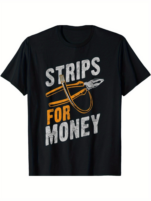 Men's Graphic T-Shirt Strips For Money Cartoon Hand Tool With Orange Wire
