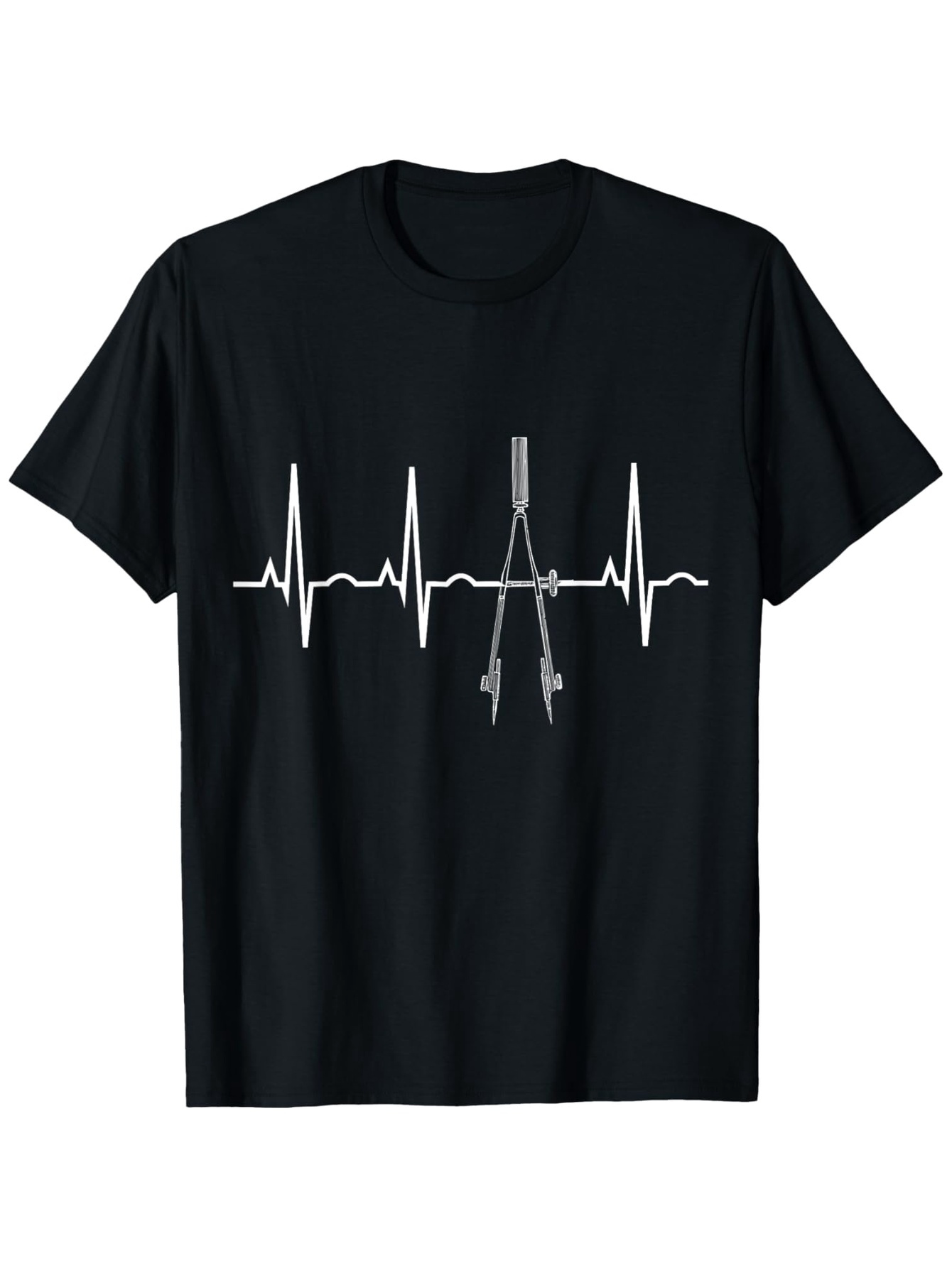 Men's Graphic T-Shirt Heartbeat Line With Geometric Drawing Compass Design