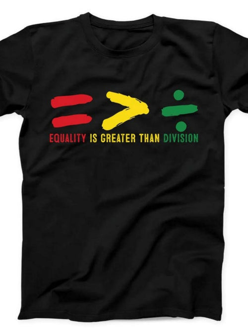 Men's Graphic T-Shirt Equality Is Greater Than Division With Colorful Painted Math Symbols Shirt