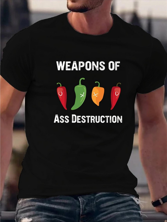 Men's Graphic T-Shirt Weapons Of Ass Destruction Colorful Spicy Chili Peppers Lined Up
