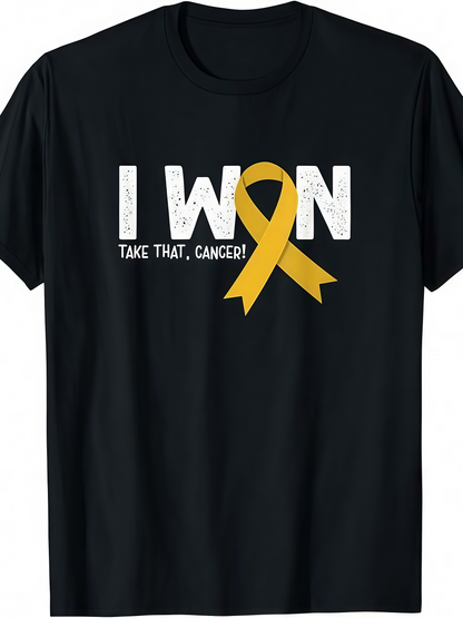 Men's Graphic T-Shirt I Won Take That Cancer With Bold Yellow Ribbon Graphic Shirt