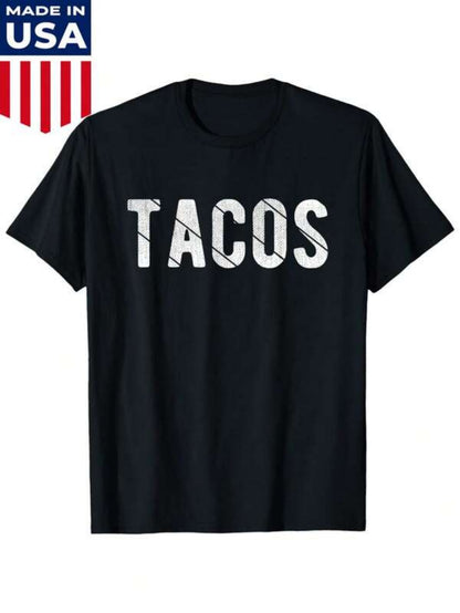 Men's Graphic T-Shirt Textured Letters With Bold White Print Tacos