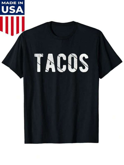 Men's Graphic T-Shirt Textured Letters With Bold White Print Tacos