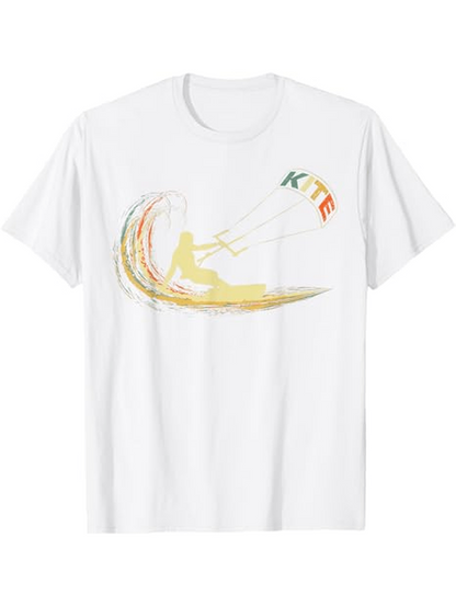 Men's Graphic T-Shirt Kite Colorful Wind And Surfer On Sunny Ocean Wave Kiteboarder
