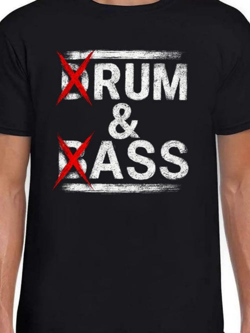 Men's Graphic T-Shirt Grunge White Text With Red Brush Markings On Black Drum And Bass