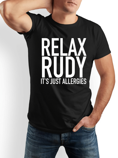 Men's Graphic T-Shirt Relax Rudy Bold Lettering With Straight Vertical Text Arrangement T Shirt