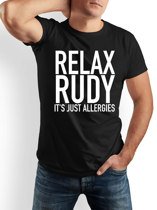 Men's Graphic T-Shirt Relax Rudy Bold Lettering With Straight Vertical Text Arrangement T Shirt