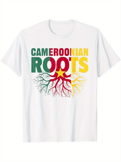 Men's Graphic T-Shirt Cameroonian Roots Spreading Colorful Tribal Pattern Under Tree Roots