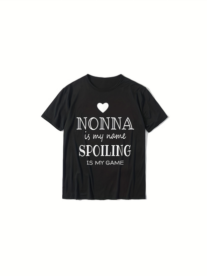 Men's Graphic T-Shirt Heart With Playful Lettering Statement Nonna Spoiling Game T Shirt