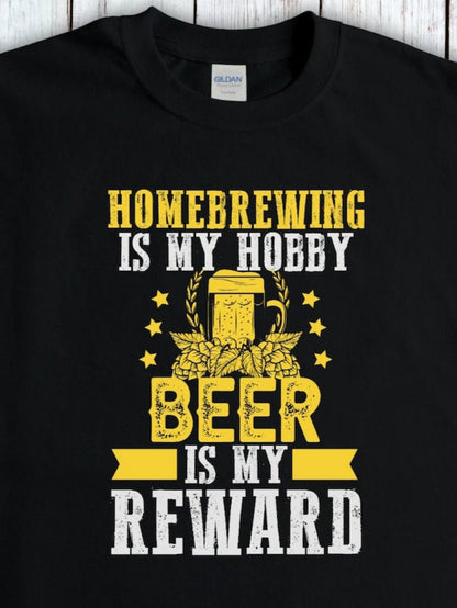 Men's Graphic T-Shirt Homebrewing Is My Hobby Golden Stars With Beer Mug Surrounded By Hops Beer