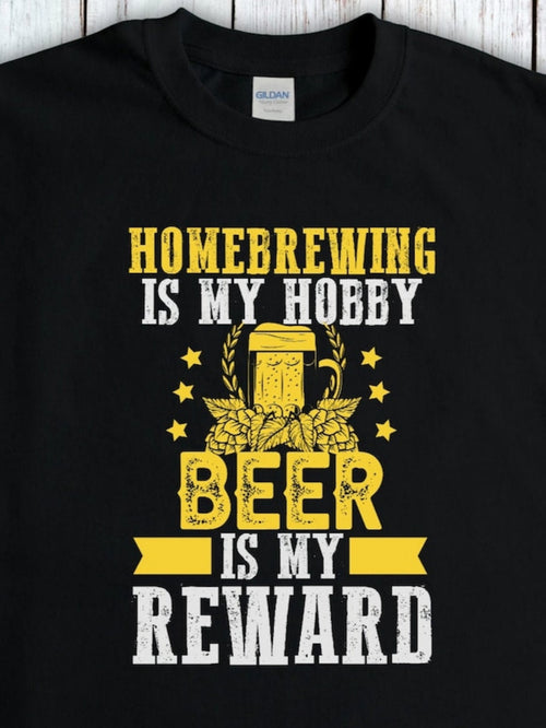 Men's Graphic T-Shirt Homebrewing Is My Hobby Golden Stars With Beer Mug Surrounded By Hops Beer