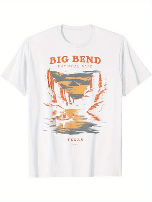 Men's Graphic T-Shirt Big Bend National Park Sunset Reflections With Rocky Canyon And Flowing River