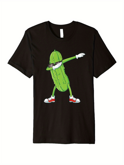 Men's Graphic T-Shirt Green Dancing Pickle Wearing Red Sneakers Pickle