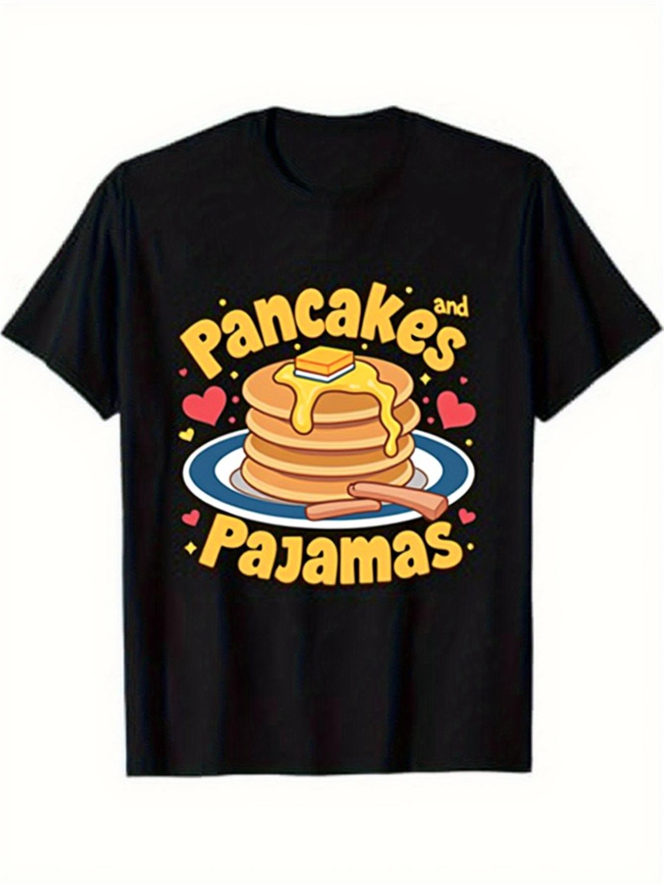 Men's Graphic T-Shirt Pancakes And Pajamas Heart Sprinkles And Maple Syrup Breakfast Pancake Stack