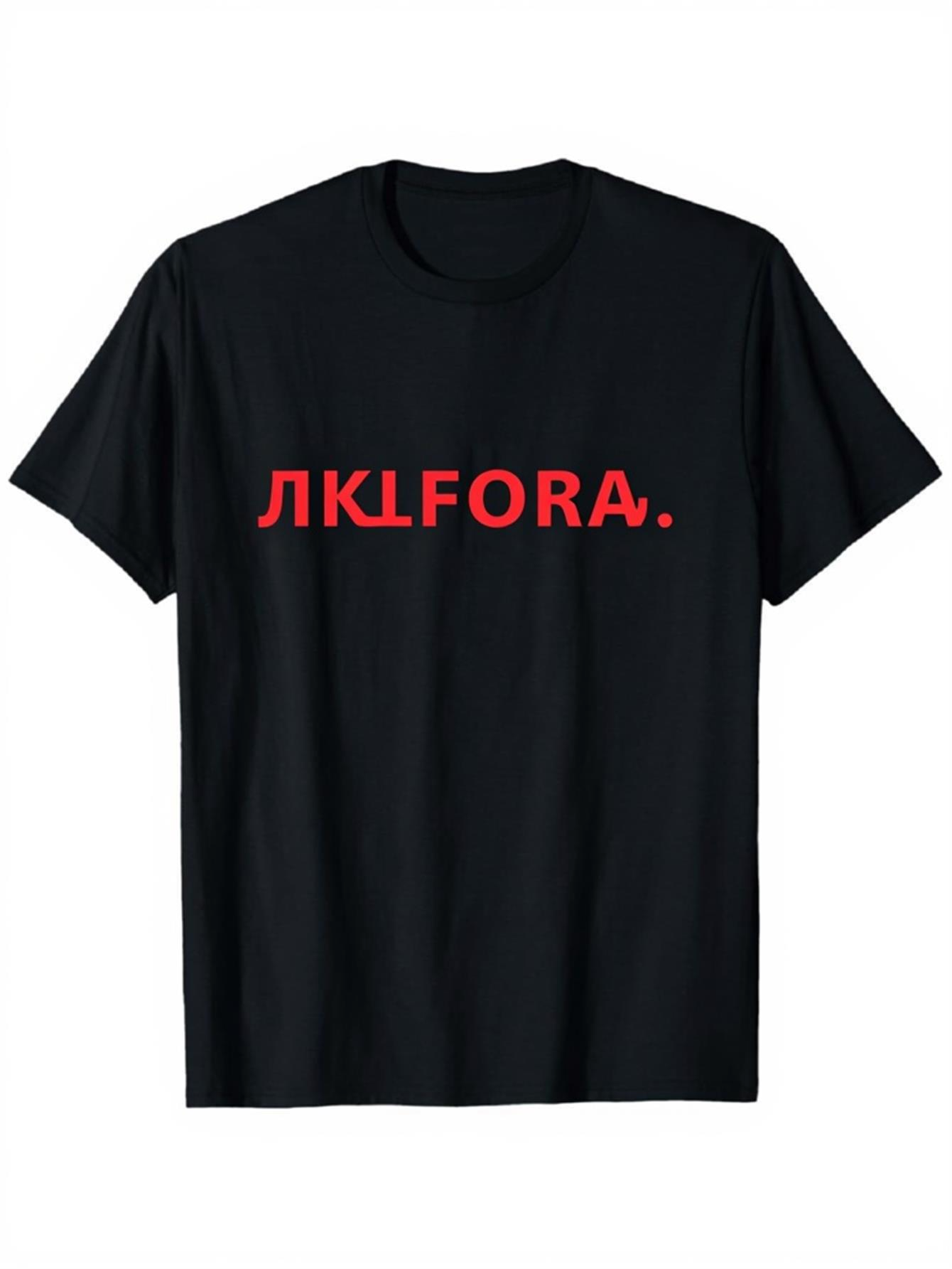 Men's Graphic T-Shirt LKLFORA Bold Red Letters On Plain Cotton Fabric T Shirt