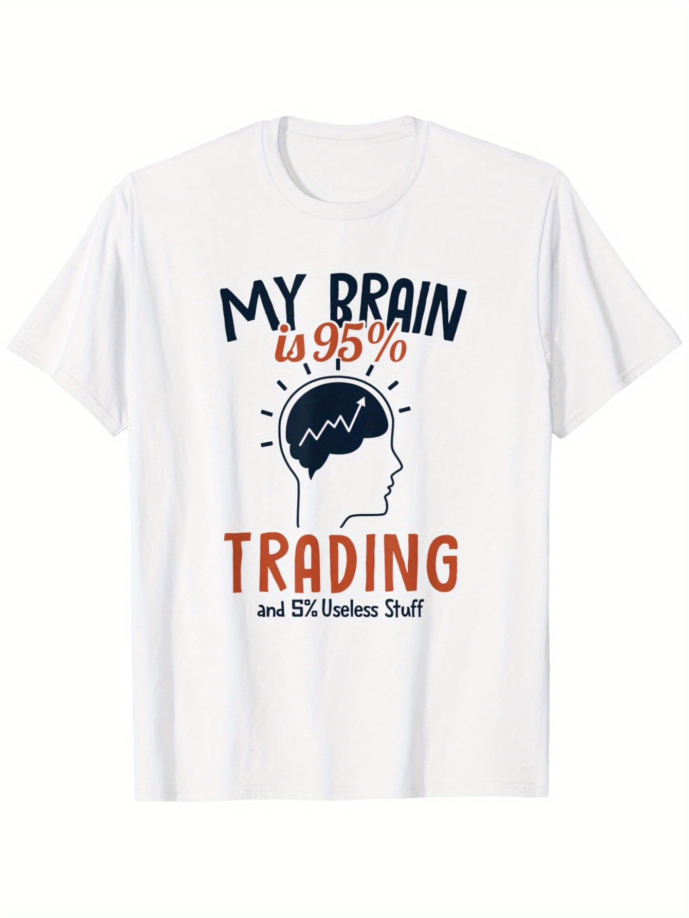 Men's Graphic T-Shirt My Brain Is Mostly Trading With Humorous Minimal Line Head Design