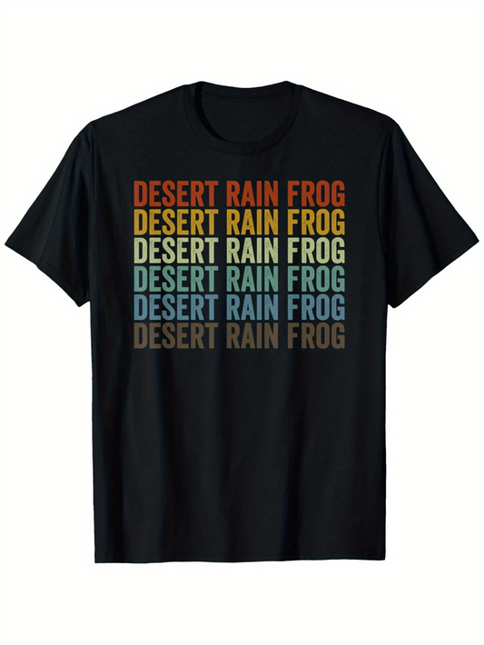 Men's Graphic T-Shirt Desert Rain Frog Retro Colorful Text Layers Design Frog