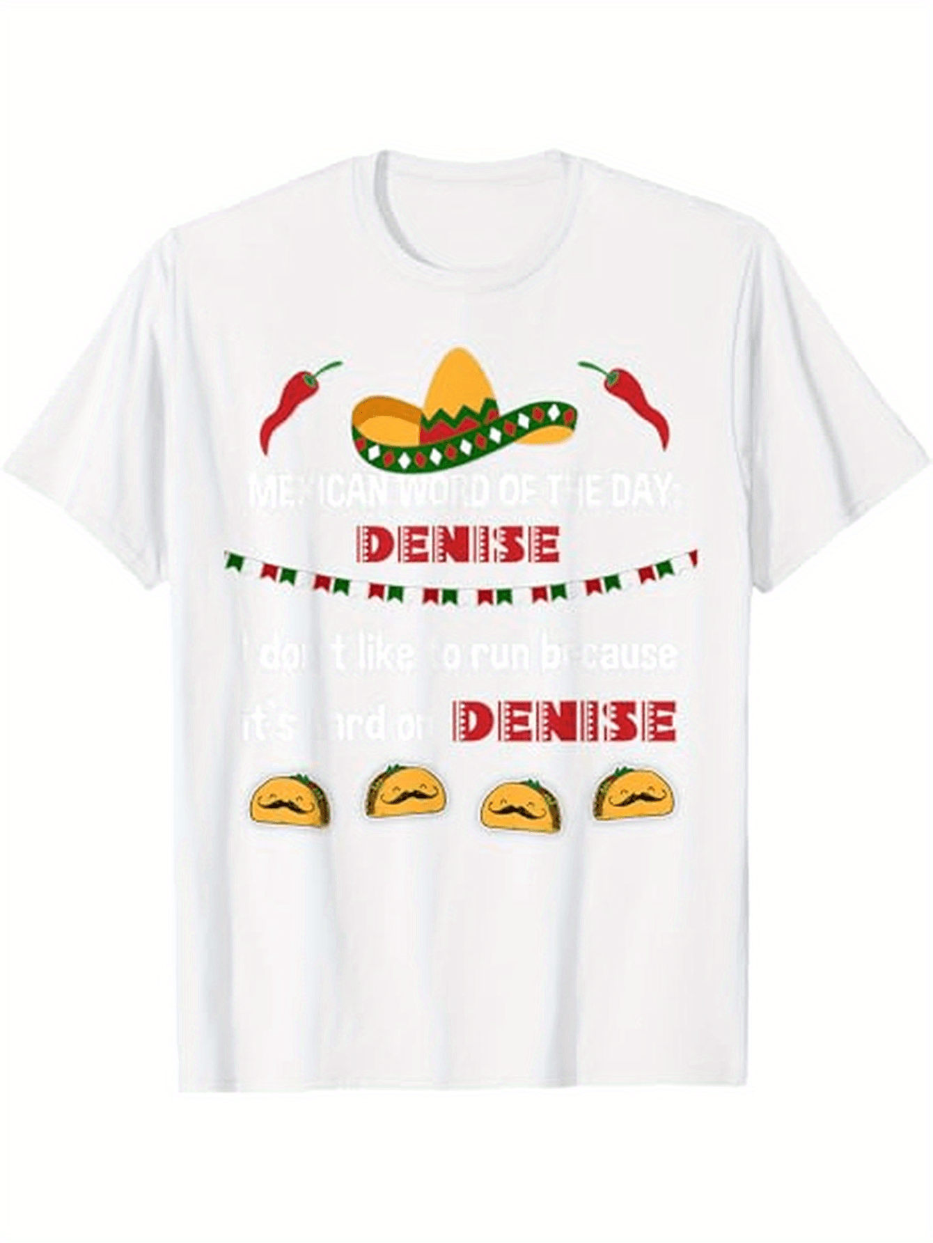 Men's Graphic T-Shirt Denise Patterned Chilis Sombrero And Tacos Festive Taco