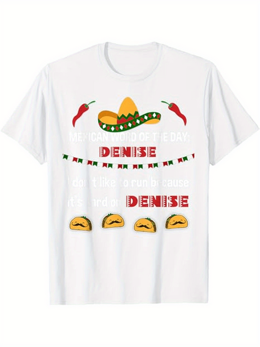 Men's Graphic T-Shirt Denise Patterned Chilis Sombrero And Tacos Festive Taco